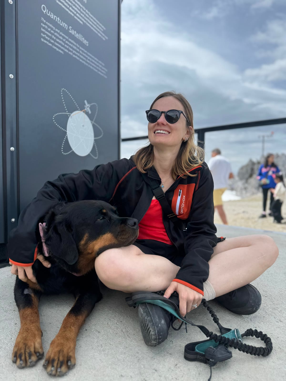 Val sitting with her Rottweiler